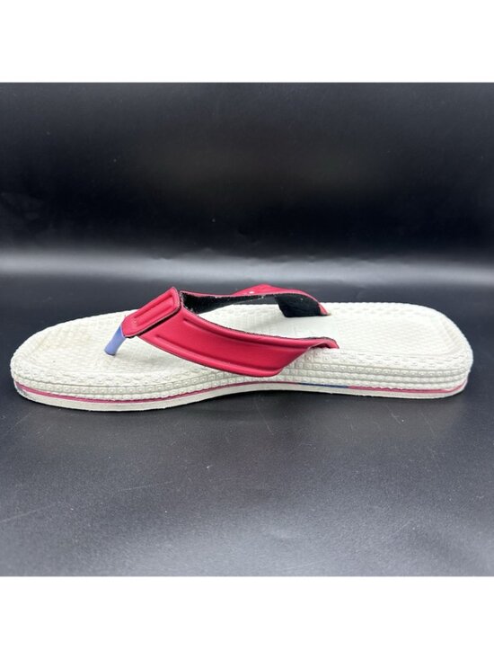 Vintage 80s NIKE Waffle Sole Sandals Thong Flip Flops Taiwan Sz L(11) White Red main image 4